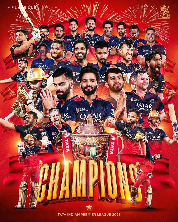 IPL FINAL :  पंजाब किंग्स को हराकर पहली बार चैंपियन बना रॉयल चेलेंजर्स बेंगलोर